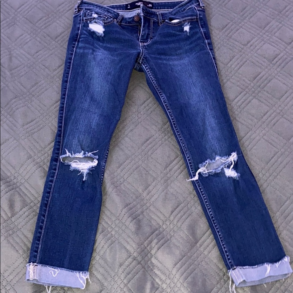 Hollister Crop Dark Wash Skinny Jeans